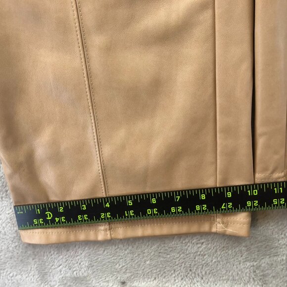 7 For All Mankind Womens Pants Large Faux Leather Wide-Leg Trousers Tan Preppy - Picture 7 of 12